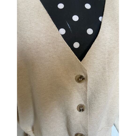 Forever 21 Womens Cardigan Sweater Size S V-Neck Drop Shoulder Beige Long Sleeve - Picture 8 of 10